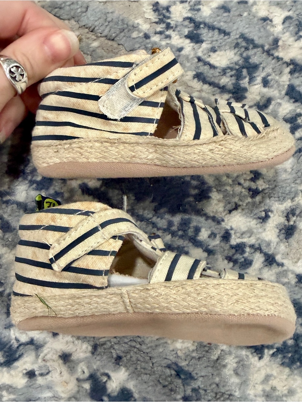 First Impressions Navy & Cream Striped Espadrille Sandals for Kids